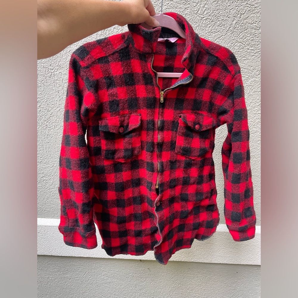Woolrich 90s Red and Black Buffalo Plaid Zip chore/farm Jacket